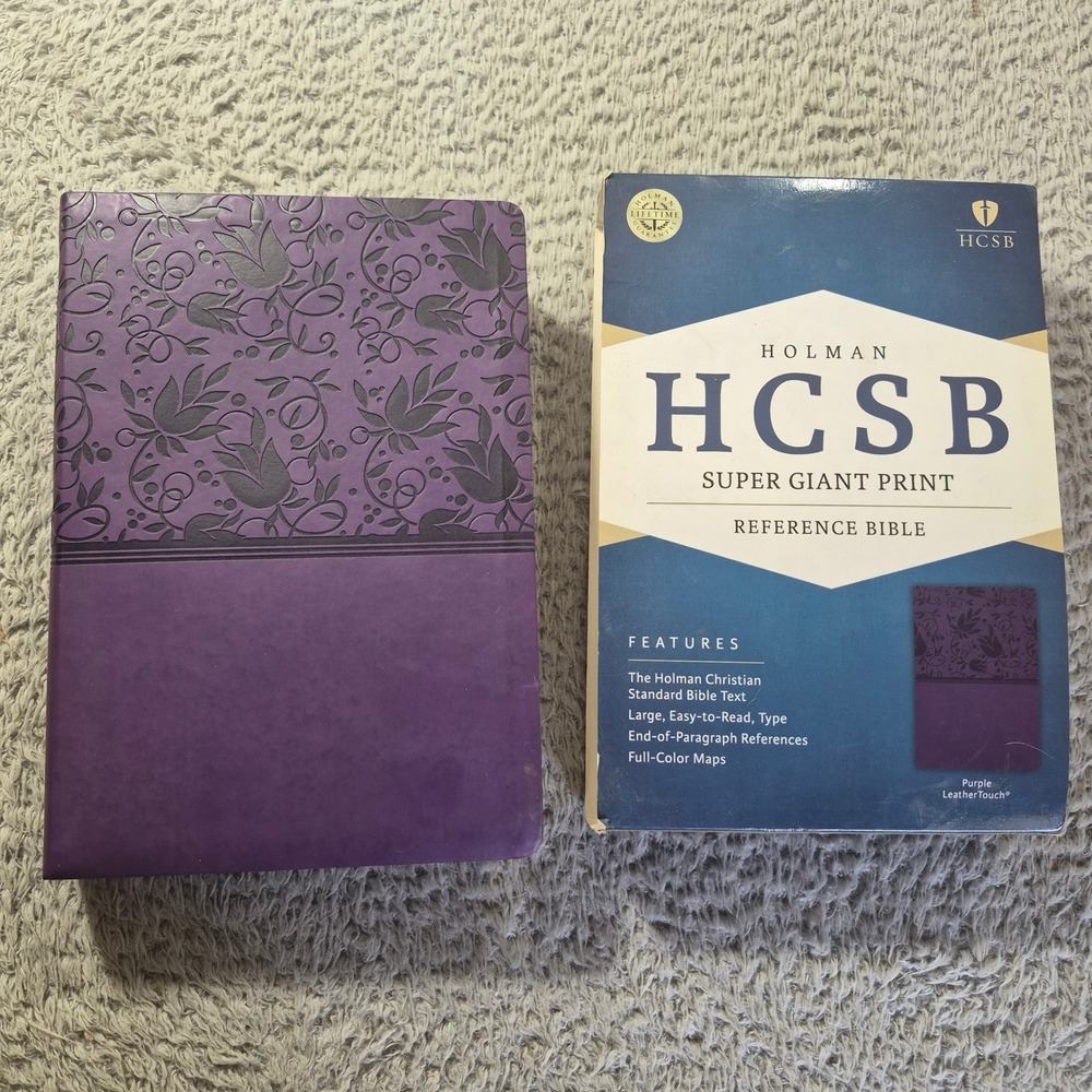 Holman HCSB Super Giant Print Reference Bible Purple‎ LeatherTouch Floral Tulip